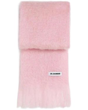 Jil Sander Accessoires ,Roze ,Wol Brushed Knit Mohair Sjaal