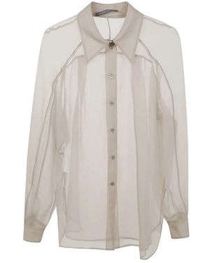 Alberta Ferretti Chiffonbluse Mit Organza-Details - Weiß