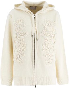 Ermanno Scervino Off Bloemen Geborduurde Hoodie - Wit