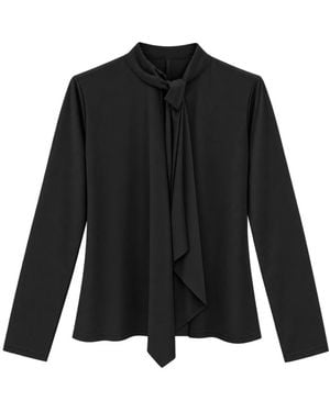 Seventy Elegante Blouse Met Sjaal - Zwart