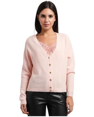 Fracomina V-Ausschnitt Knopf-Strickjacke - Pink