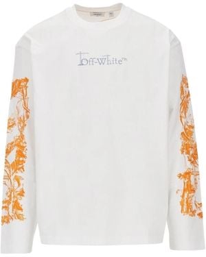 Off-White c/o Virgil Abloh Tops ,Wit ,Katoen City Nature Katoenen T-Shirt Met Lange Mouwen
