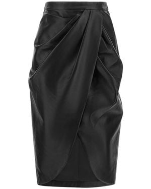 Balmain Rokken ,Zwart ,Leer Lederen Midi Rok