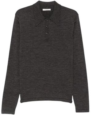 Lemaire Ls Strick-Poloshirt - Schwarz