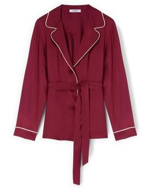 mötivi Overhemden ,Rood ,Polyester Viscose Twill Shirt Met Contrastdetails