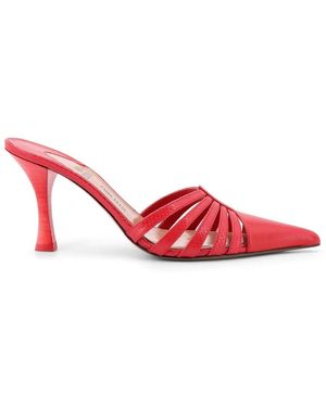 Paris Texas Heeled Mules - Red