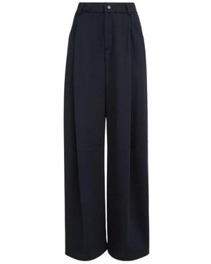 Brunello Cucinelli Broeken ,Blauw ,Broek Met Wijde Pijpen En Hoge Taille