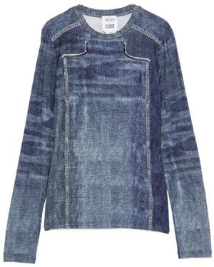 Liu Jo Tops ,Blauw ,Denim T-Shirts En Poloshirts