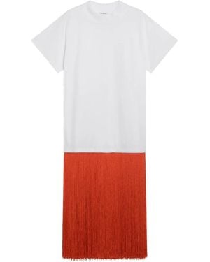 Alaïa Kleedjes ,Veelkleurig ,Katoen T-Shirt Met Franjes - Wit