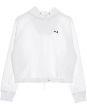 Fila Hoodies & Sweatvesten ,Wit ,Katoen Witte Cropped Hoodie Met Koord