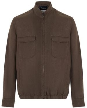 Herno Jassen ,Bruin ,Linnen Linnen Bomber