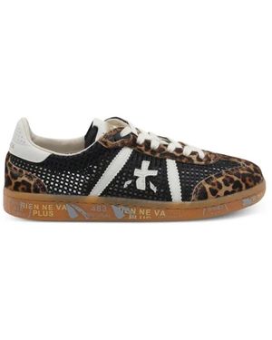 Premiata Animal-Print Lace-Up Trainers - Black