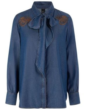 Marc Cain Denim Bluse 'Rethink Together' - Blau