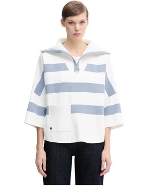 Joseph Ribkoff Truien & Vesten ,Veelkleurig ,Polyester Trui Met Gestreepte Ritssluiting En Boxy Pasvorm - Wit