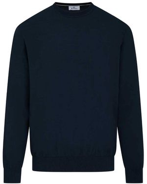 Aquascutum Hoodies & Sweatvesten ,Blauw ,Katoen Crewneck Sweater