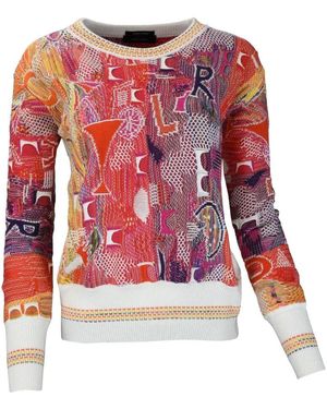 carlo colucci Retro Damenpullover Mit Außergewöhnlichem Muster Cetti - Rot