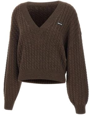 ROTATE BIRGER CHRISTENSEN V-Neck Knitwear - Brown