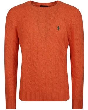 Polo Ralph Lauren Truien & Vesten ,Oranje ,Wol Trui Van Wol En Kasjmier Met Ronde Hals