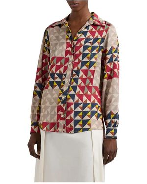 Harmont & Blaine Overhemden ,Veelkleurig ,Geometrisch Bedrukt Viscose Shirt - Rood