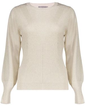 Geisha Pullover V Design Lurex - Naturel