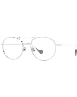 Moncler Accessoires ,Grijs ,Gele Lens Ronde Metalen Zonnebril - Metallic