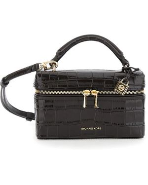 Michael Kors Braune Kroko-Effekt Vanity Tasche Frau - Schwarz
