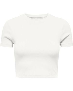 ONLY Tops ,Katoen Ronde Hals Korte Mouw Katoenen T-Shirt - Wit