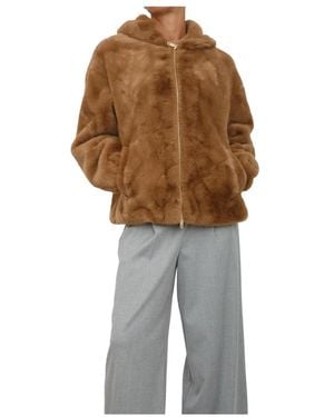 Fracomina Faux Fur & Shearling Jackets - Brown