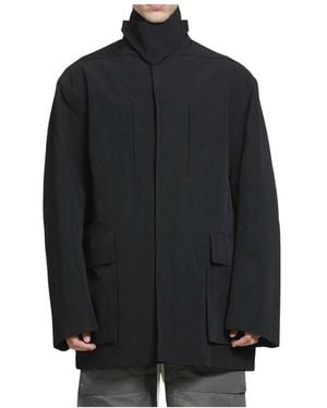 Rick Owens Tower Collared Mac - Zwart