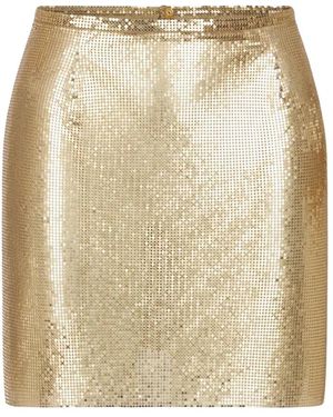 Rabanne Rokken ,Geel ,Pailletten Sequin Mesh Pencil Rok - Naturel