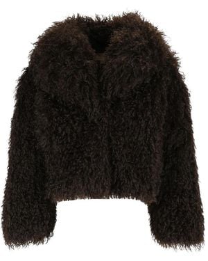 Michael Kors Jassen ,Bruin ,Polyester Kort Imitatiebont Peacoat - Zwart