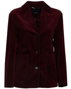 Max Mara Jassen ,Rood ,Leer Velluto 500 Righe Blazer - Paars