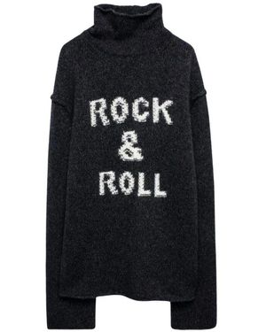 Zadig & Voltaire Grauer Alpaka-Mischung Rundhals Pullover - Schwarz