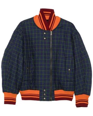 Dries Van Noten Jassen ,Veelkleurig ,Wol Gevlokte Wollenmix Jas - Blauw