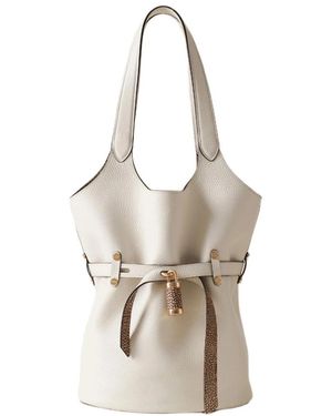 Borbonese Tassen ,Wit ,Leer Premiere Bucket Bag Small - Metallic