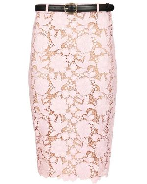 Self-Portrait Midi-Rock Mit Spitze - Pink