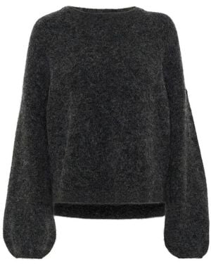 Gestuz Weicher Strickpullover Mit Schlitzdetail - Schwarz