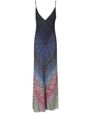 Missoni Kleedjes ,Veelkleurig ,Gebreide Jurk - Blauw
