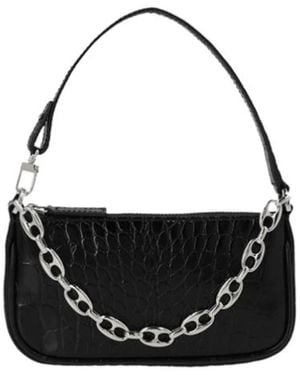 BY FAR Schwarze Krokodil Mini Tasche