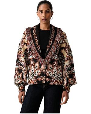 FARM Rio Tapestry Dream Fringe Gebreide Vest - Zwart