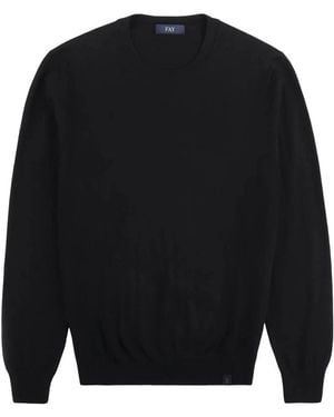 Fay Round-Neck Knitwear - Black