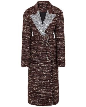 Rabanne Lila Woll-Bouclé-Paillettenmantel - Braun