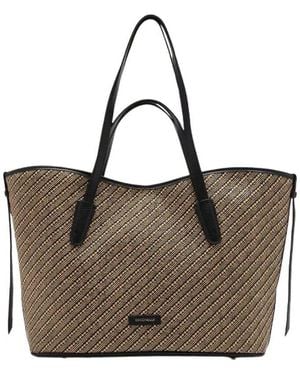 Coccinelle Gewebte Stroh Hand- Und Schultertasche - Braun