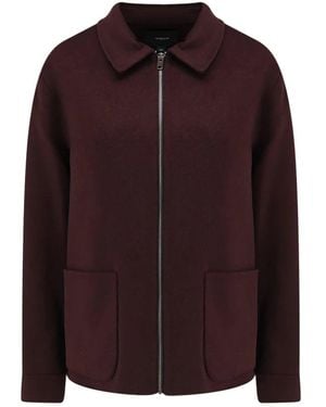 Vince Jassen ,Bruin ,Wol Pointed Collar Zip Jacket - Paars