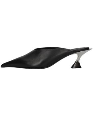 Mugler Schoenen ,Zwart ,Leer Leren Kitten Mules