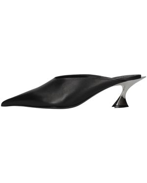 Mugler Schoenen ,Zwart ,Leer Leren Kitten Mules