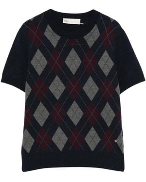 Tory Burch Merino-Wollpullover Mit Argyle-Muster - Schwarz