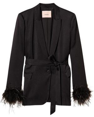 Twinset Jassen ,Zwart ,Satijn Giacca Blazer