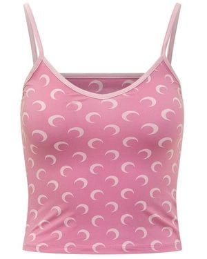 Marine Serre Tops ,Roze ,Moon Printed Jersey Straps Top