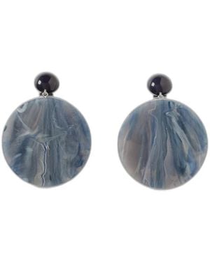 Emporio Armani Accessoires ,Blauw ,Oversized Ronde Hanger Oorbellen